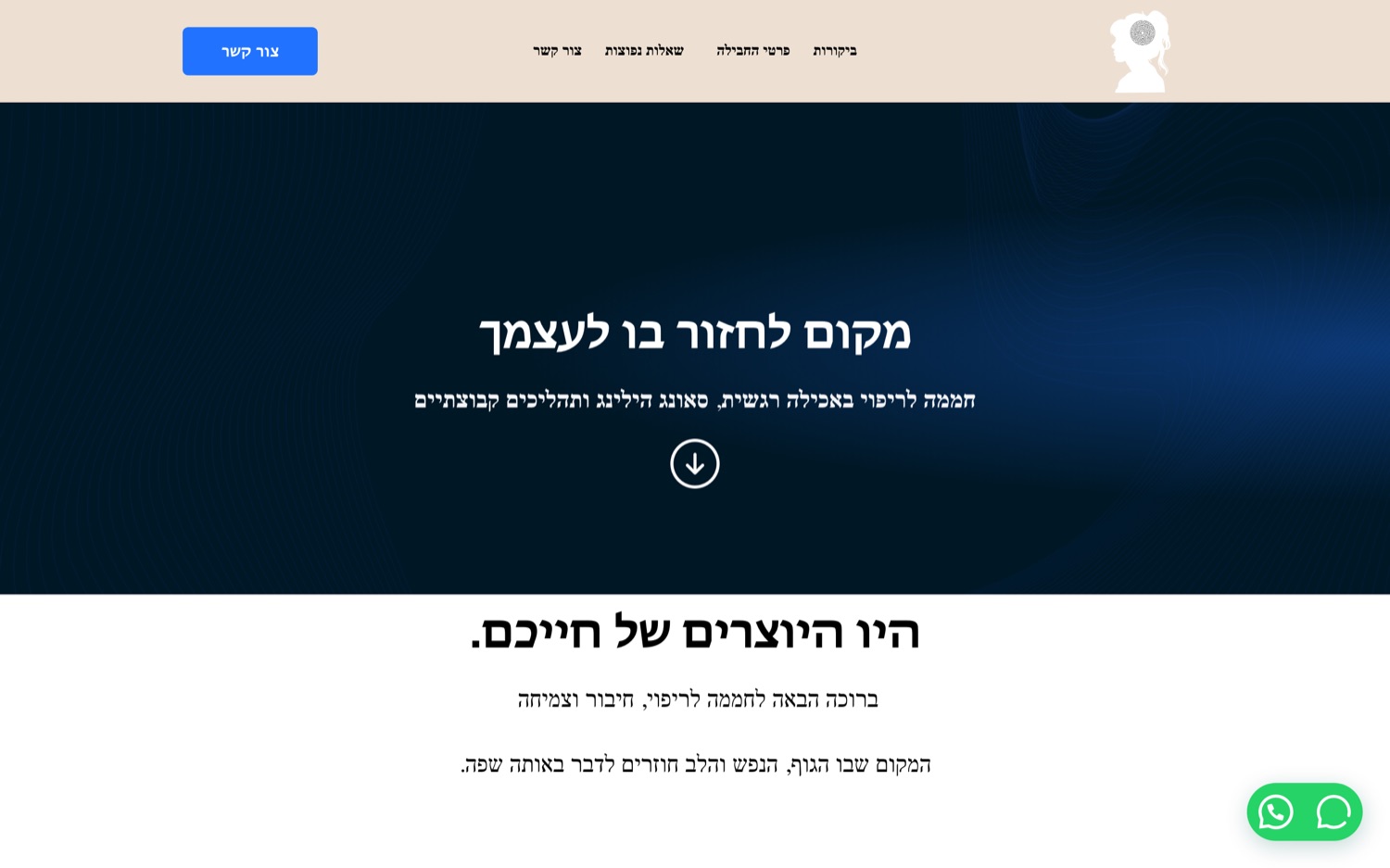 צילום מסך של האתר Therapy Inbal, קליניקה טיפולית